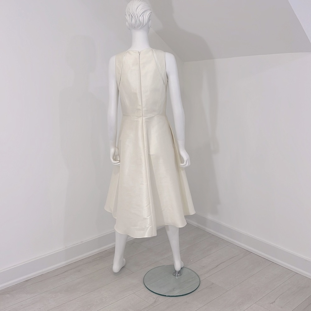 NWT SAMPLE ALFRED SUNG D710 bride bridesmaid size 10 IVORY poly Dupioni PRISTINE - Picture 4 of 8